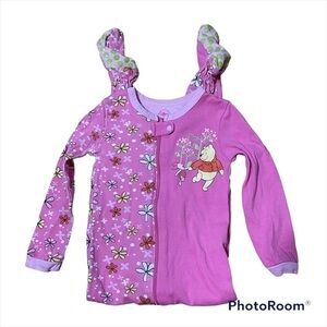 Disney Winnie the Pooh Footed Zip Pajamas 3T Pink Toddler Girls Kids